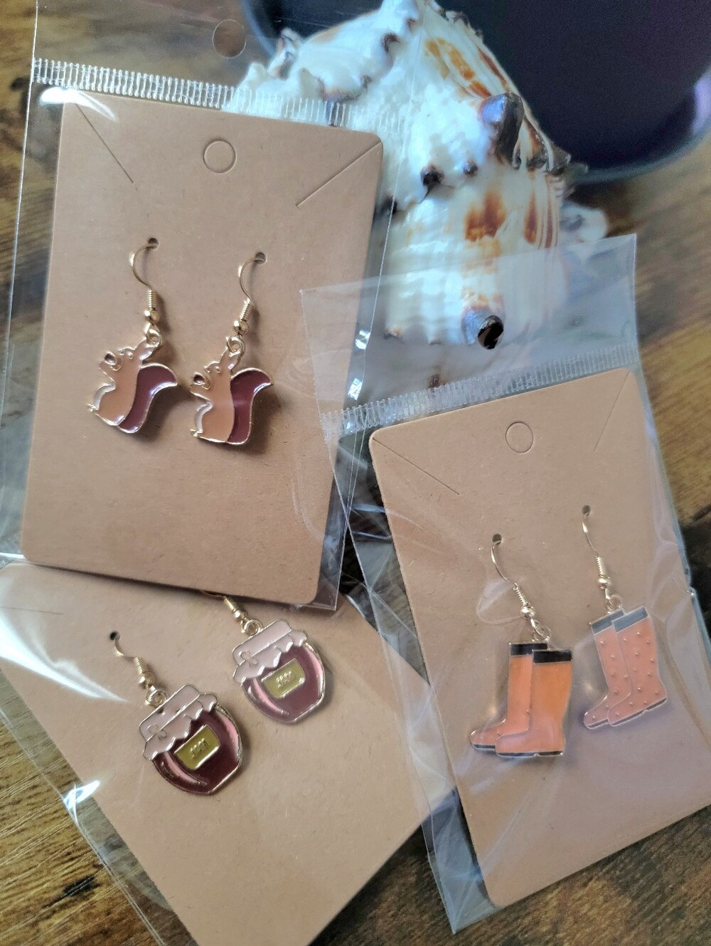 3pcs Fall Earrings - Squirrel, Jar & Rain Boot Designs